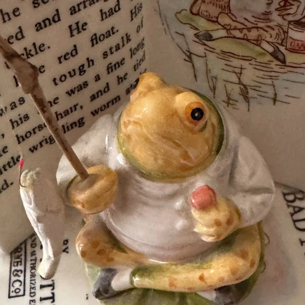 1985 Beatrix Potter Rotating Music Box Jeremy Fisher Frog Fishing Schmid